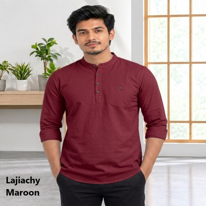 Men Premium Cotton Full Sleeve Plain Katuwa (Maroon)