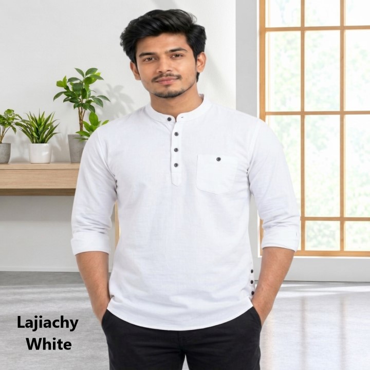 Men Premium Cotton Full Sleeve Plain Katuwa (White)