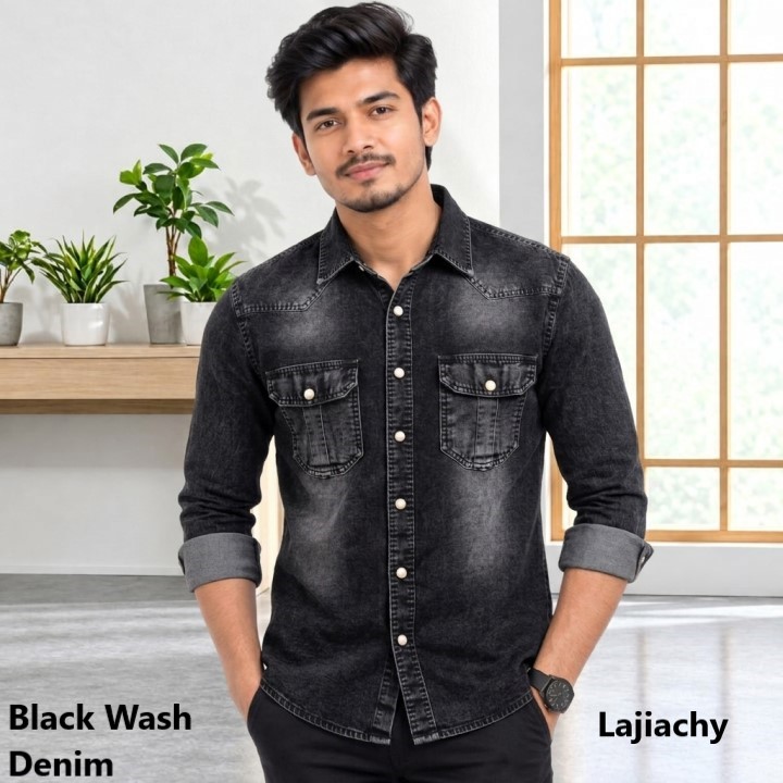 Men Fashionable Denim Shirts (Black Wash)
