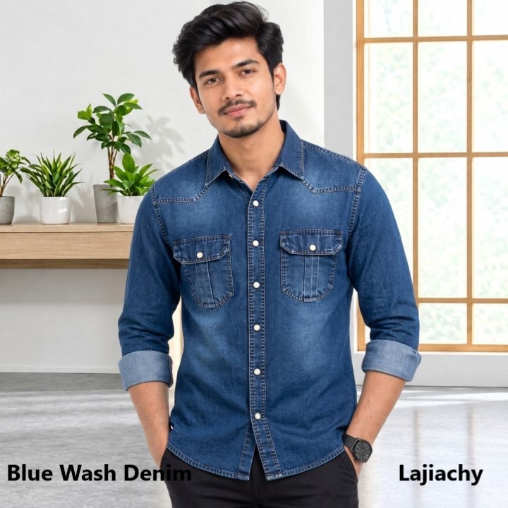 Men Fashionable Denim Shirts (Blue Wash)