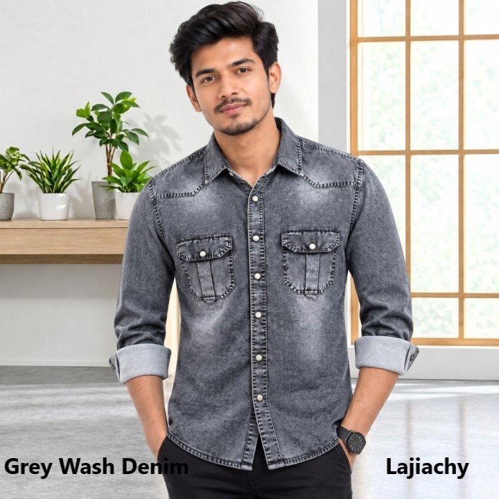Men Fashionable Denim Shirts (Grey Wash)
