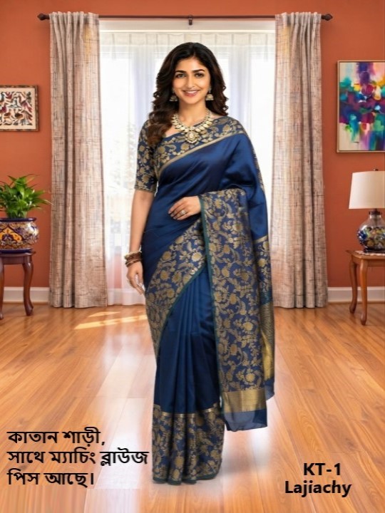 Katan Saree with Matching Blouse Piece (KT-1)