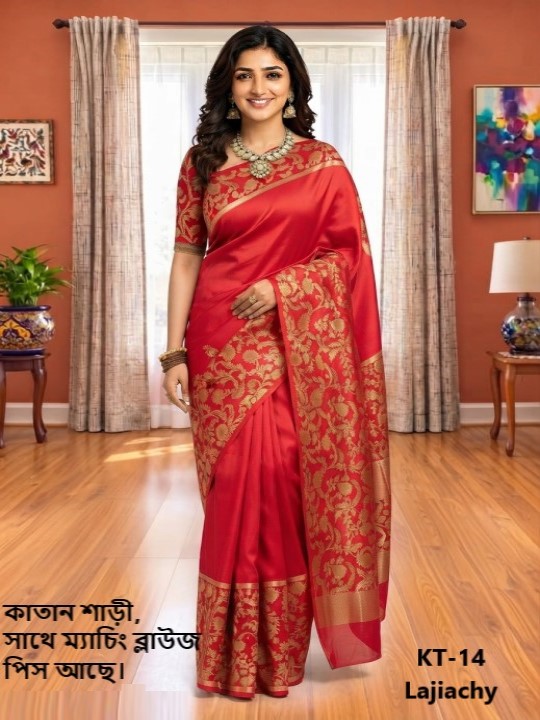 Katan Saree with Matching Blouse Piece (KT-14)
