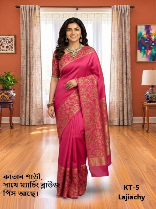 Katan Saree with Matching Blouse Piece (KT-5)