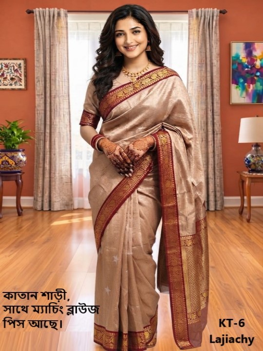 Katan Saree with Matching Blouse Piece (KT-6)