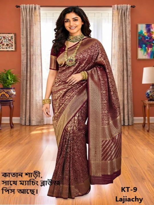 Katan Saree with Matching Blouse Piece (KT-9)