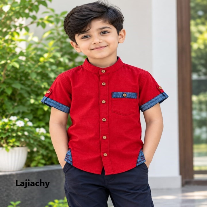 ২-৮ বছর ছেলেদের হাফ হাতা সুতির শার্ট (Red)