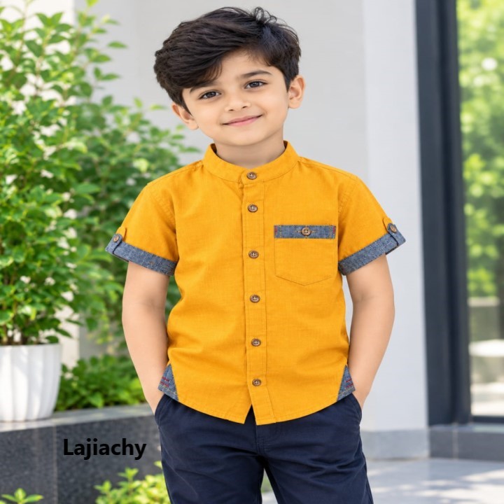 ২-৮ বছর ছেলেদের হাফ হাতা সুতির শার্ট (Yellow)