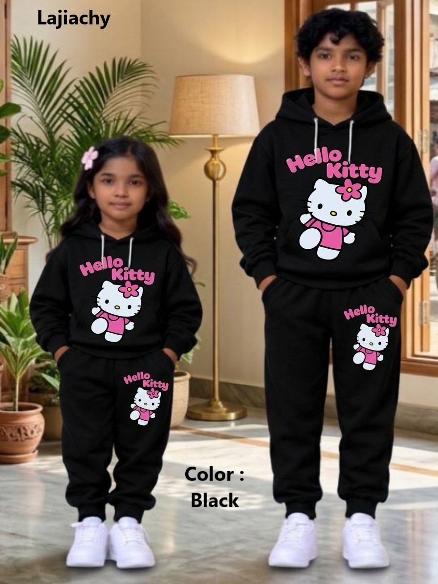 Boys/Girls Hoody and Trouser Set, Hello Kitty Stylish Print Design Hoody and Trouser Set for 2-12 Years Boys/Girls - Image 9